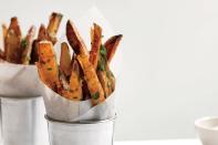 Garlic fries are a San Francisco <em>thing</em>, perhaps because the garlic farms—and garlic festival—of Gilroy, California isn’t that far away. This recipe skips the deep-frying in favor of a hot, hot oven. <a href="https://www.epicurious.com/recipes/food/views/san-francisco-garlic-fries-366699?mbid=synd_yahoo_rss" rel="nofollow noopener" target="_blank" data-ylk="slk:See recipe.;elm:context_link;itc:0;sec:content-canvas" class="link ">See recipe.</a>