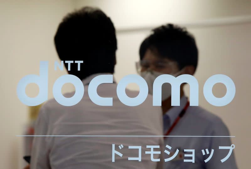 The logo of NTT Docomo is displayed at its shop in Tokyo, Japan