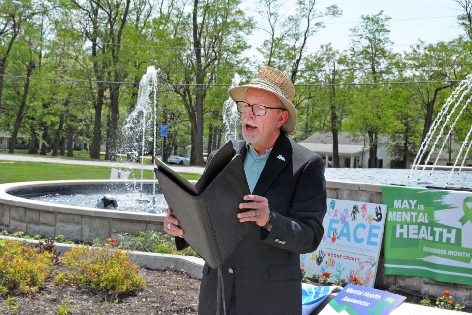 Columbia Fourth Ward Council Member Nick Foster reads a proclamation Wednesday from Mayor Barbara Buffaloe recognizing May 7-13 as Children's Mental Health Week. 