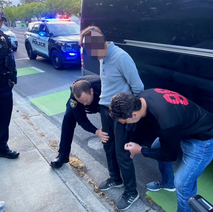 Tuen Lee is handcuffed in Diablo, Calif., on May 28, 2024. (Image courtesy U.S. Marshals Service)