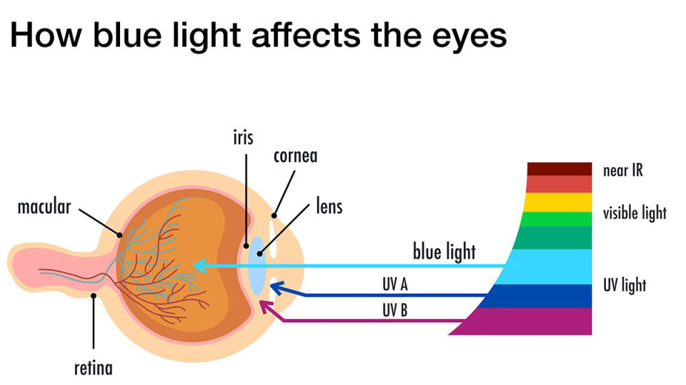 illustration of how blue light affects the eyes