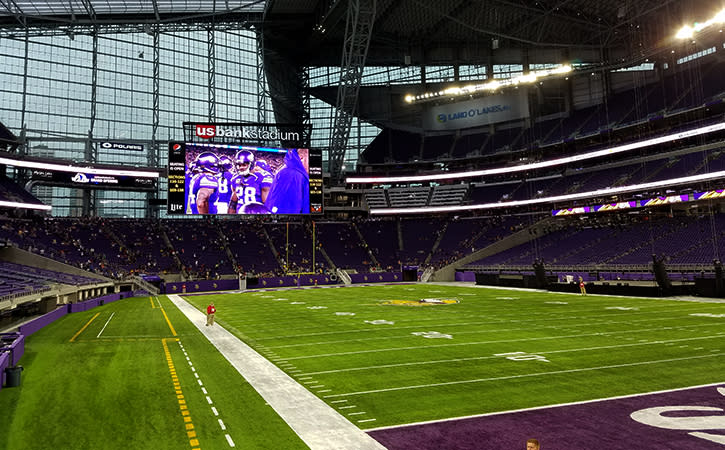 An image captured of the field during a tour of the Minnesota Vikings new home at U.S. Bank Stadium.