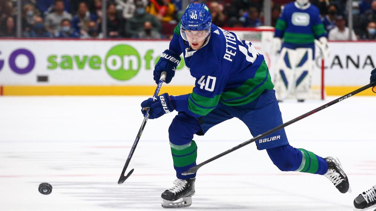 Elias Pettersson has been showing flashes of a star of late. (Photo by Devin Manky/Icon Sportswire via Getty Images)