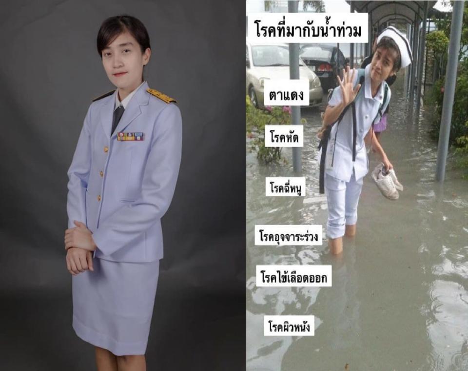 泰國有一名護理師長期經營「crazy nurse Thailand」粉專，時常上傳身穿制服的輕鬆搞笑影片，希望能藉此傳遞衛教知識。（圖／翻攝自臉書crazy nurse Thailand）