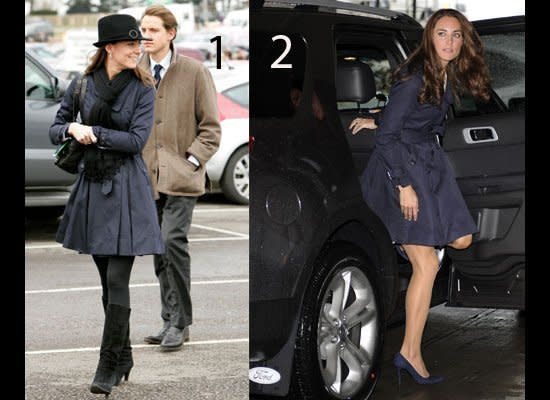 <strong>LOOK 1</strong>: At the Cheltenham Horse Racing Festival in England on March 14, 2008, wearing a black fedora, scarf and boots.  <br>  <br><strong>LOOK 2</strong>: Arriving at a hotel in Yellowknife on July 4, 2011, wearing navy pumps. (Getty photos)