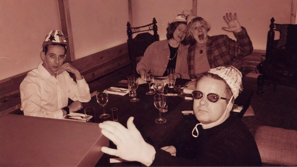 Paul Reubens and Mark Mothersbaugh with friends Prudence Fenton and Allee Willis. (Photo courtesy of Mark Mothersbaugh)