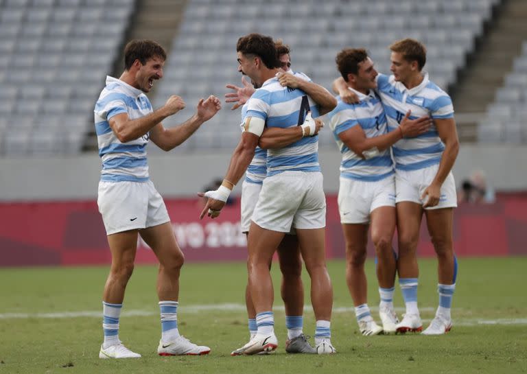 El festejo argentino en Tokio 2020. ¡Los Pumas 7s son de bronce!