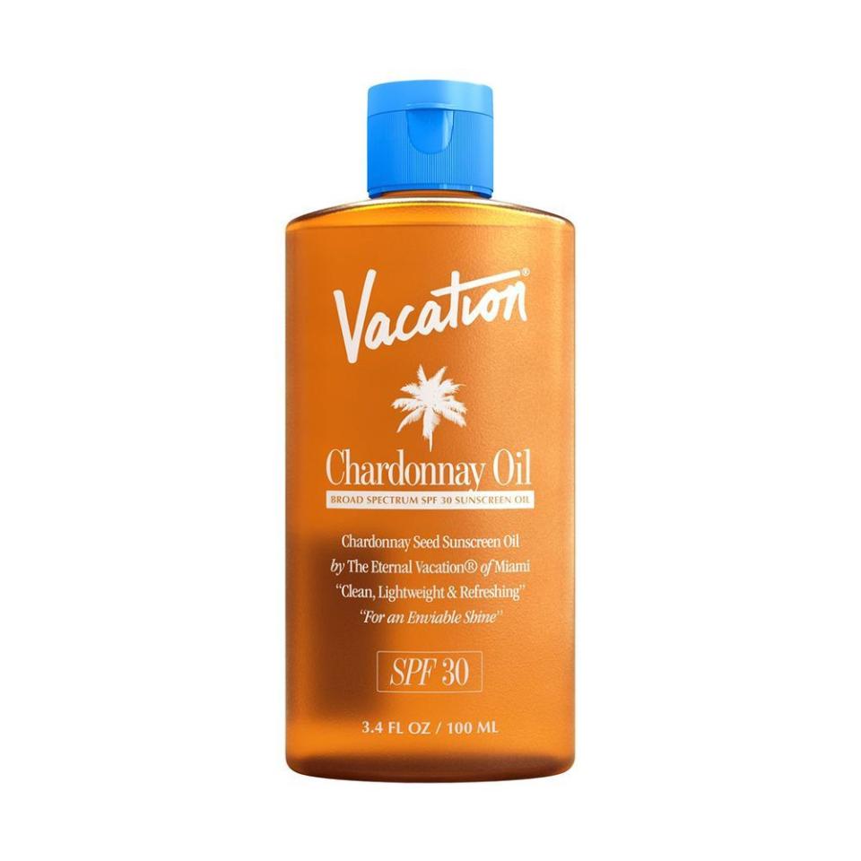 <p><a href="https://go.redirectingat.com?id=74968X1596630&url=https%3A%2F%2Fwww.vacation.inc%2Fproducts%2Fchardonnay-oil-spf-30&sref=https%3A%2F%2F" rel="nofollow noopener" target="_blank" data-ylk="slk:Shop Now;elm:context_link;itc:0;sec:content-canvas" class="link ">Shop Now</a></p><p>Chardonnay Oil SPF 30</p><p>vacation.inc </p><p>$22.00</p><span class="copyright">Courtesy </span>