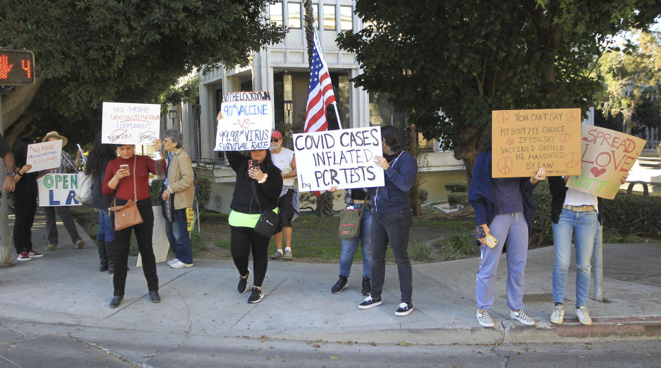 Photo by: gotpap/STAR MAX/IPx 2020 12/3/20 Open Up L.A. Protest in Los Angeles, CA. Rising cases of the Coronavirus has led to tougher restrictions on business.