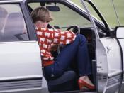 <p> Sitting in her car sporting her iconic sheep sweater while attending a polo match. </p>