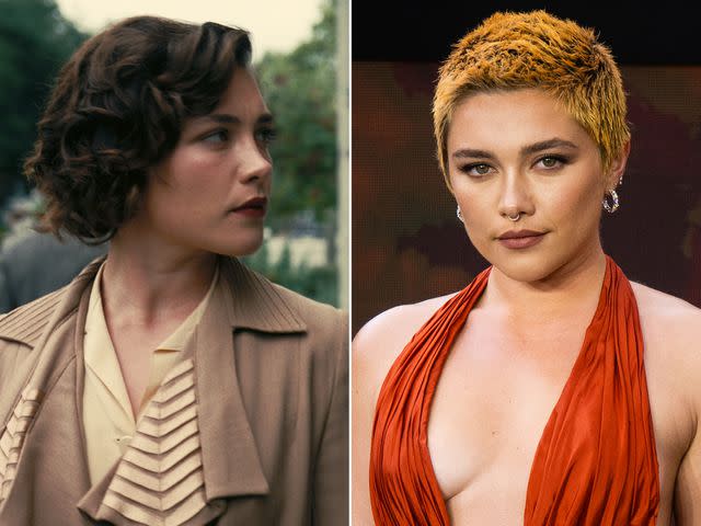 <p>Universal Pictures ; Samir Hussein/WireImage</p> Florence Pugh is Jean Tatlock