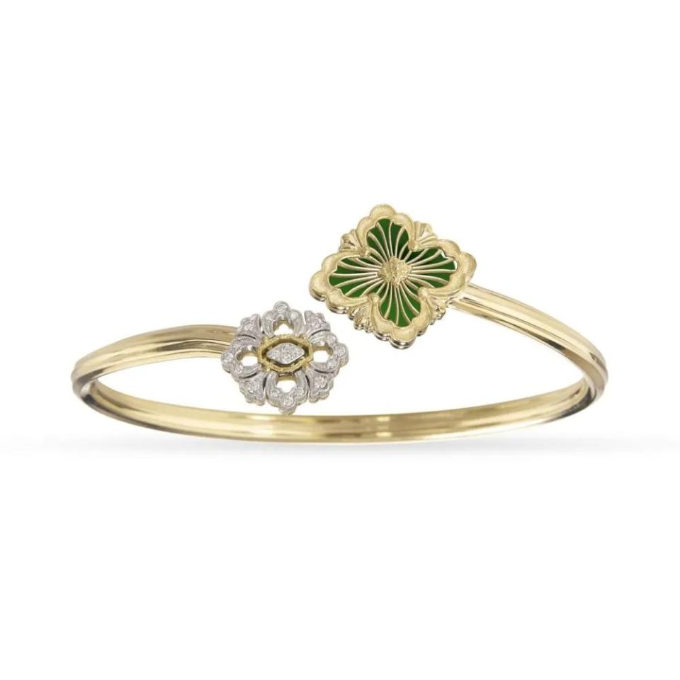 Buccellati Opera Tulle Bracelet (Green Enamel & Yellow Gold)