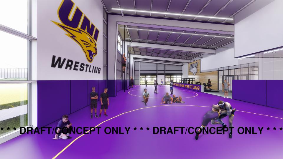 Renderings of the inside of the proposed UNI wrestling facility