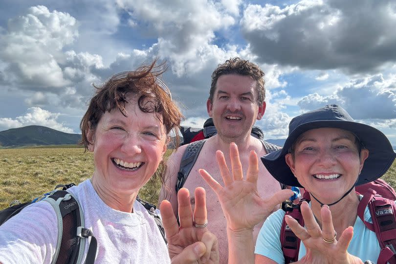 Ruth, her husband Craig and a friend up the Pentland hills
