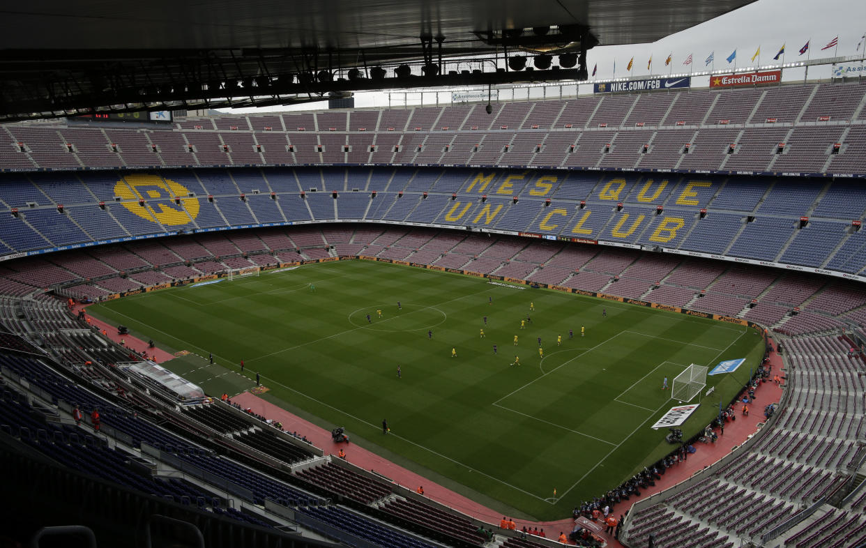 El Barça-Las Palmas se disputó sin público en el Camp Nou. (AP Photo/Manu Fernández)