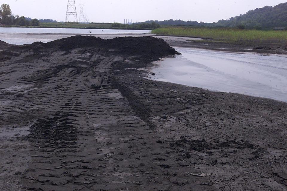 One of the coal-ash ponds at the Gallagher power plant in New Albany, Ind. Industry officials say the settling ponds are designed to keep pollution from getting into the environment.