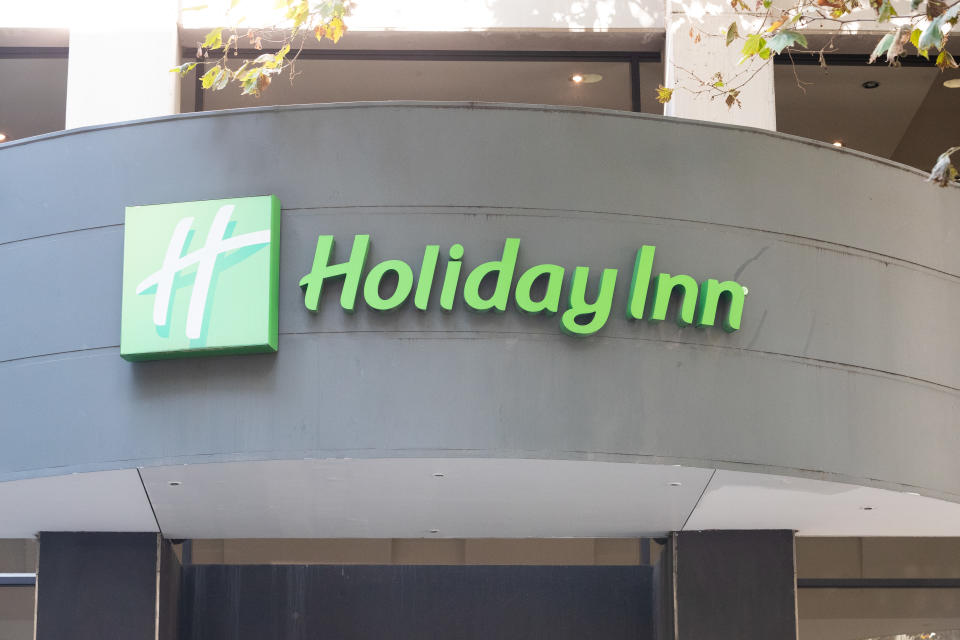 MELBOURNE, AUSTRALIA - APRIL 08: A general view of the Holiday Inn in Flinders Lane which will be used as a quarantine hotel for those with Covid-19 symptoms on April 08, 2021 in Melbourne, Australia. International passenger flights resume flying into Melbourne from Thursday, with Victoria introducing new hotel quarantine measures. International flights were banned in mid-February after Victoria went into a snap five-day lockdown following a COVID-19 outbreak linked to the Holiday Inn Melbourne Airport hotel, which saw the more virulent UK strain of the virus leak from the quarantine system and into the community. International arrivals will be capped at 800 in the first week, with the cap extending to 100 as more hotels become operational. (Photo by Asanka Ratnayake/Getty Images)