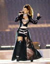 Shania Twain rehearses for Super Bowl XXXVII at Qualcomm Stadium in San Diego, California, United States. (Photo by KMazur/WireImage)