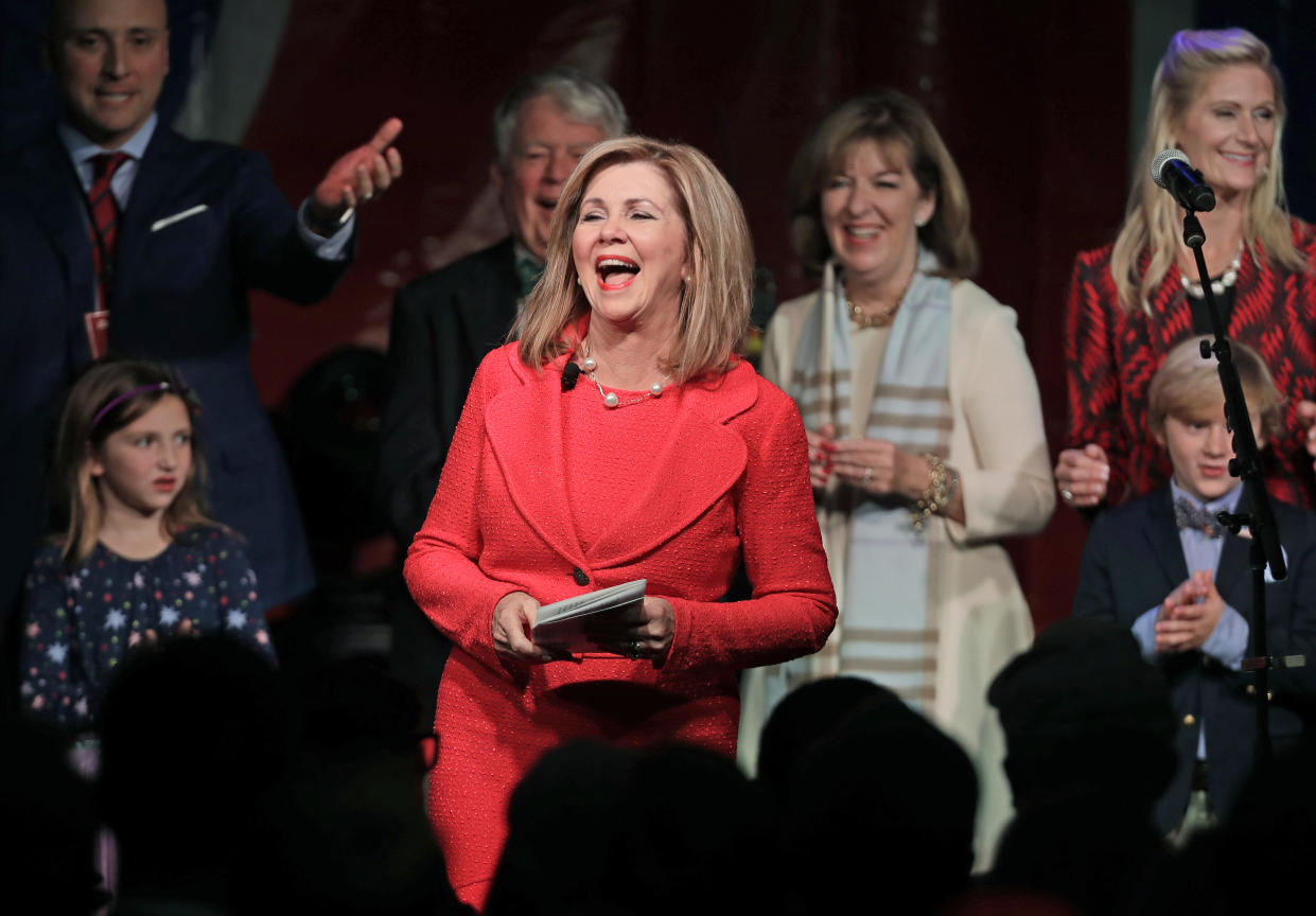 Rep. Marsha Blackburn, R-Tenn., speaks to supporters after she was declared the winner over former Gov. Phil Bredesen in their race for the U.S. Senate Nov. 6, 2018, in Franklin, Tenn. (Photo: Mark Humphrey/AP)