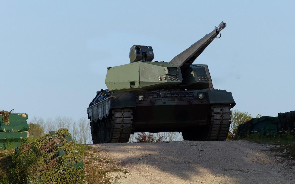 A green tank with an angular cannon