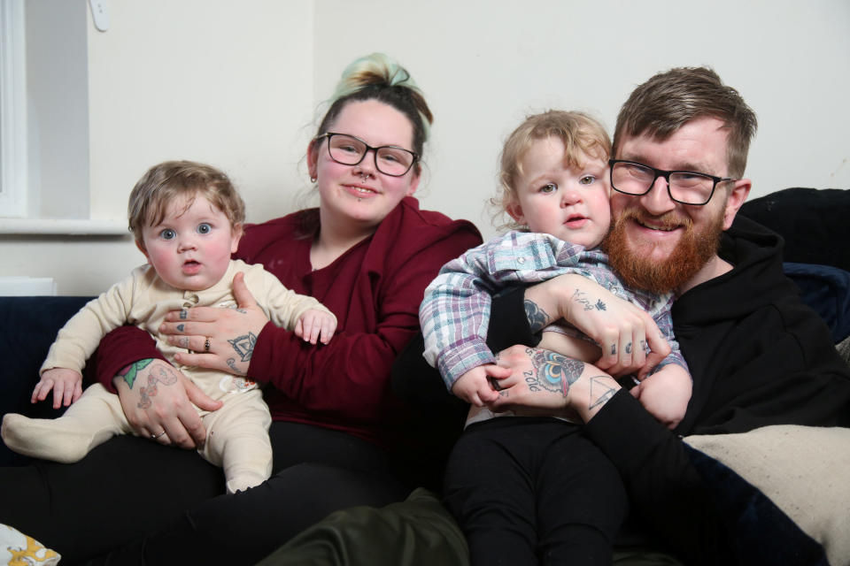 Ruby Eden, pictured with her son Teddie, husband Chris and daughter Delilah Rose. (Ruby Eden/SWNS)