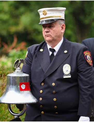 Bdergen County Fire Marshal and former Lyndhurst Fire Chief Bryan Hennig during the 9/11 Memorial Ceremony at Overpeck County Park in Leonia last September.