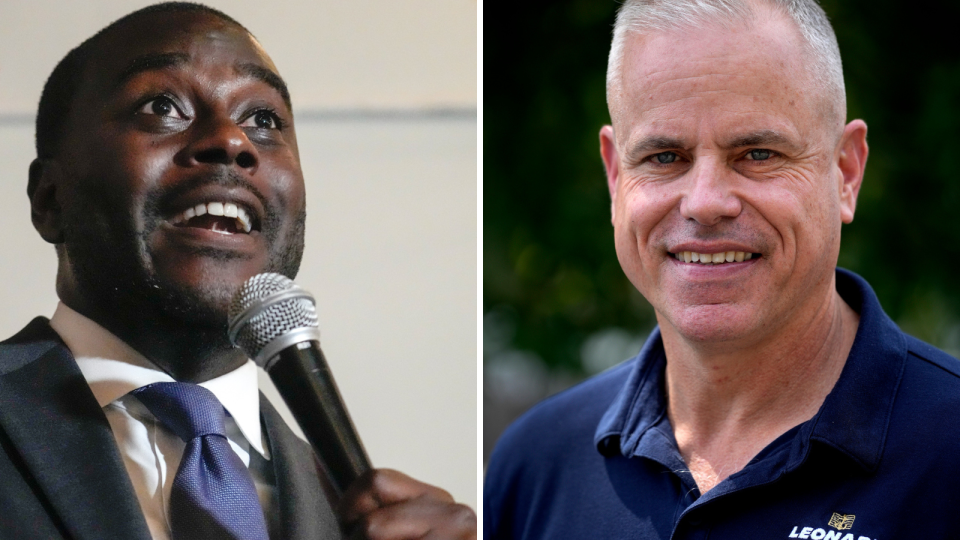 Democrat Gabe Amo, left, and Republican Gerry Leonard Jr., candidates for the 1st Congressional District seat.