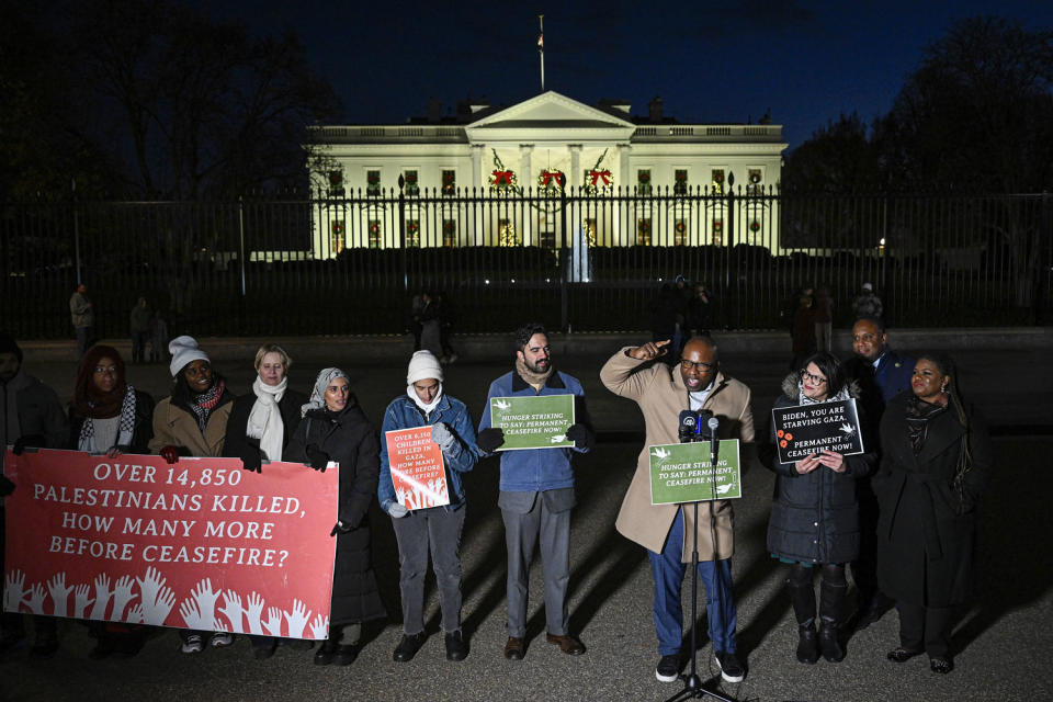 Jamaal Bowman in front of the White House. (Celal Gunes / Anadolu via Getty Images)