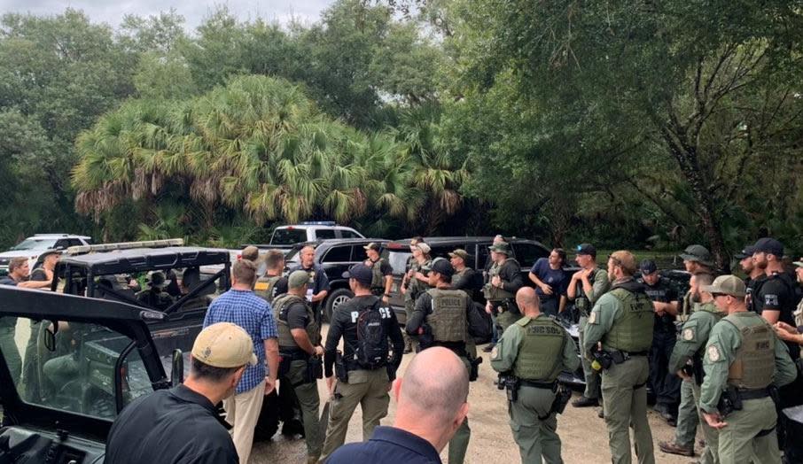 Members of the North Port Police Department gather to search for Brian Laundrie on September 18, 2021. / Credit: North Port Police Department