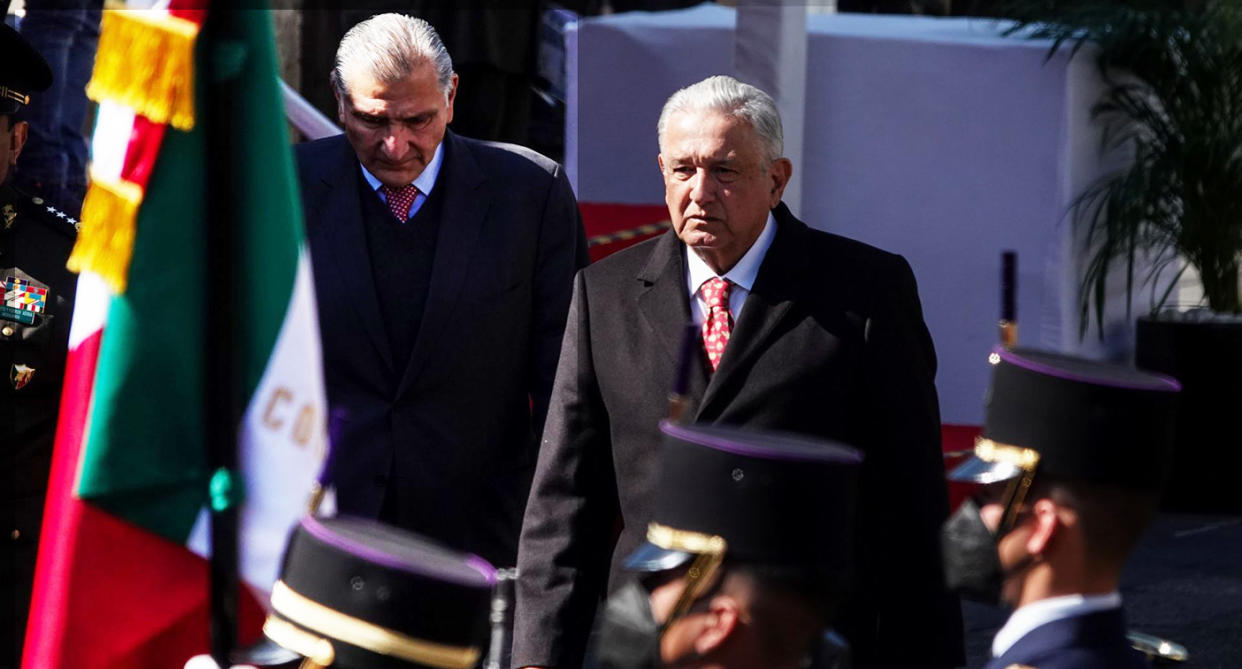 El presidente Andrés Manuel López Obrador (AMLO) y Adán Auugusto López, secretario de gobernación. FOTO: GALO CAÑAS/CUARTOSCURO.COM