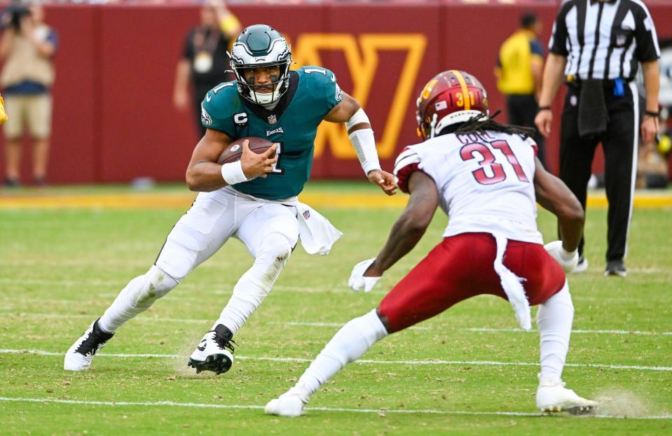 Quarterback Jalen Hurts has the Eagles off to a 3-0 start.