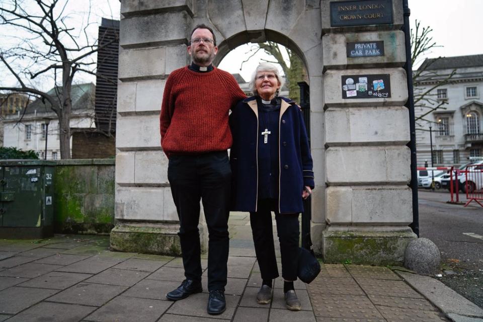 Father Martin Newell and Reverend Sue Parfitt said they hope the jury’s decision will inspire others to act over the climate emergency (Victoria Jones/PA) (PA Wire)