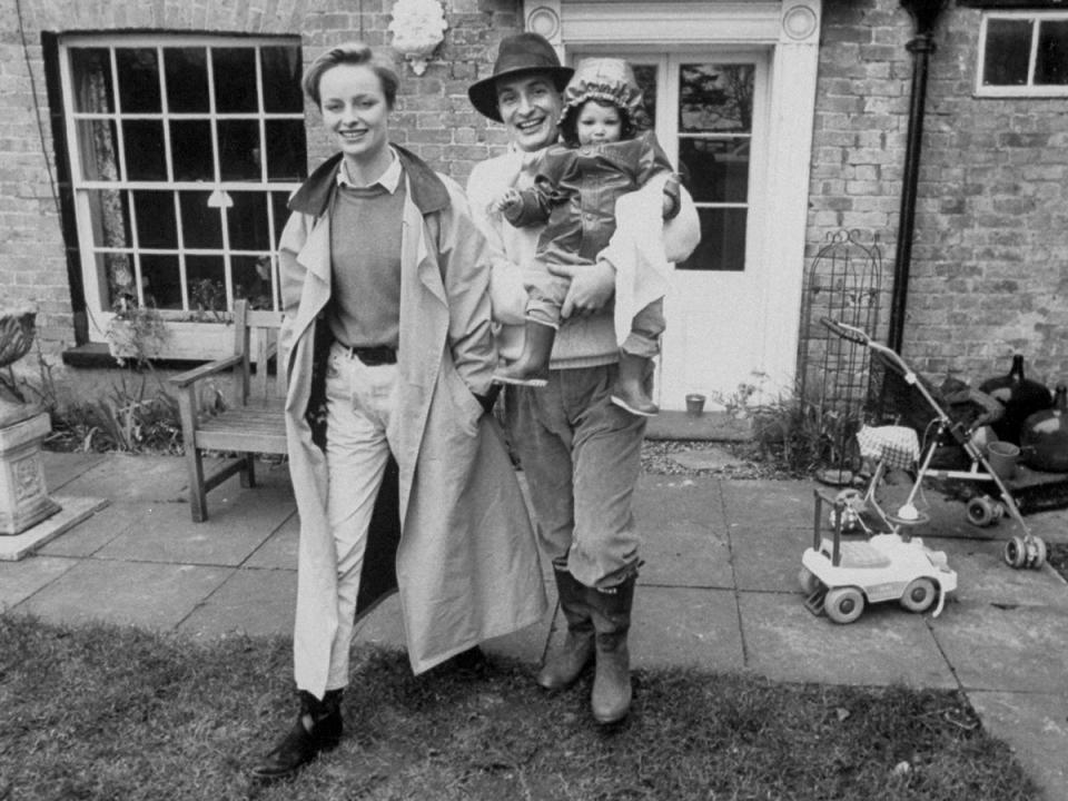 Kit Hesketh-Harvey outside the family home in Norfolk with then-wife Katie Rabett (Getty)