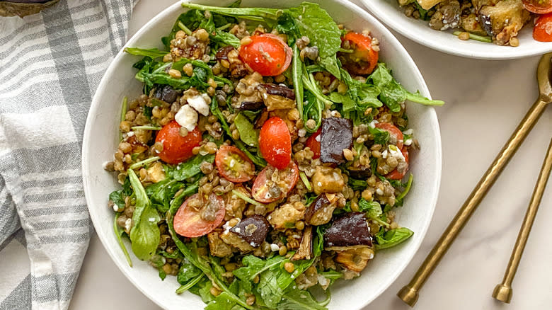 salad in white bowl