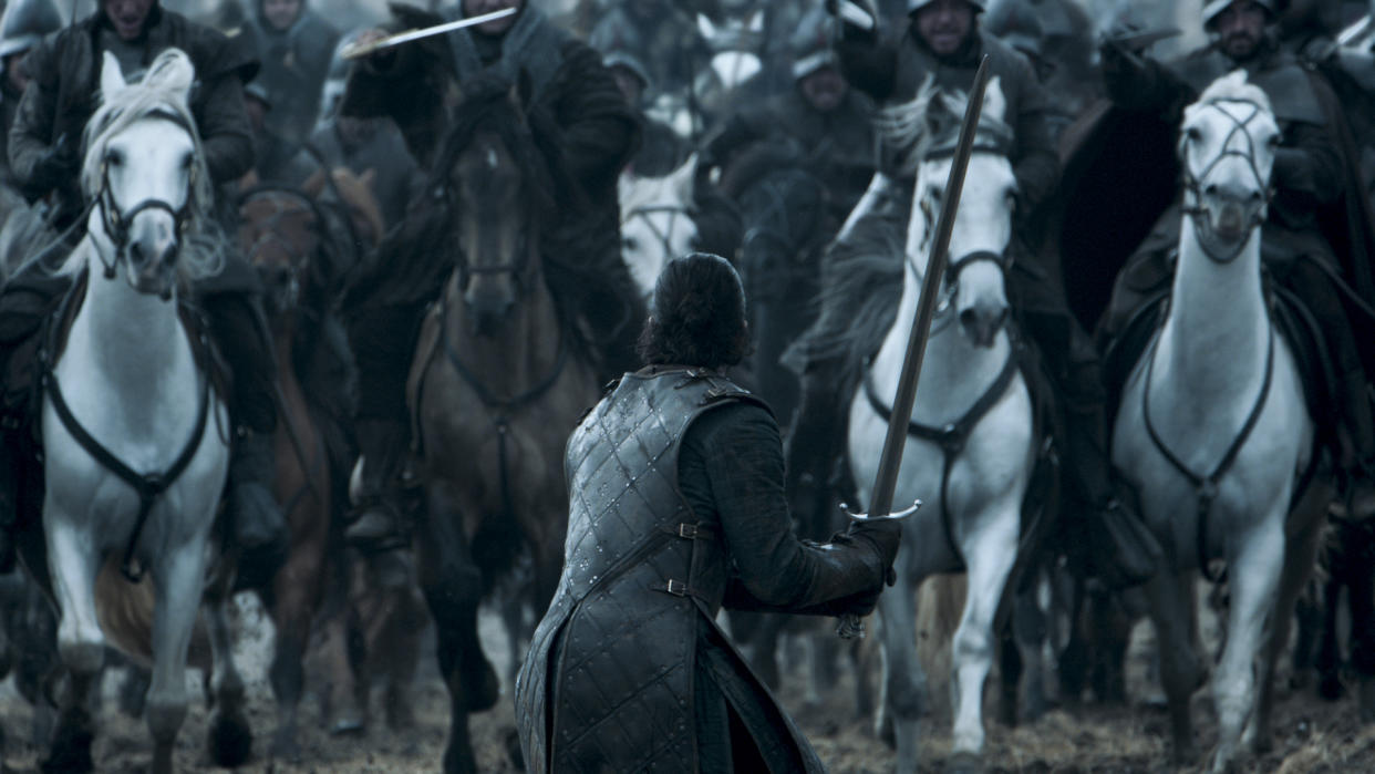 Jon Snow faces down the enemy in The Battle of the Bastards. (HBO)