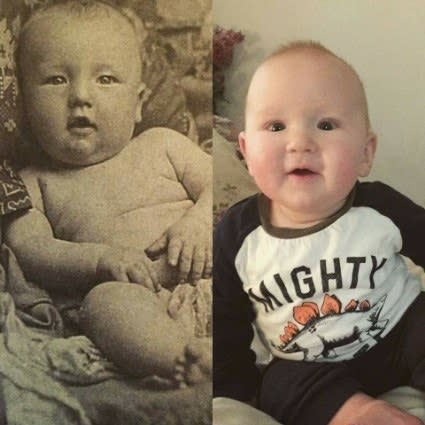 <div><p>"My great-grandpa's baby picture and my son Elijah's around the same age."</p><p>—<a href="https://www.buzzfeed.com/kgibson3" rel="nofollow noopener" target="_blank" data-ylk="slk:kgibson3;elm:context_link;itc:0;sec:content-canvas" class="link ">kgibson3</a></p></div><span><a href="https://www.buzzfeed.com/kgibson3" rel="nofollow noopener" target="_blank" data-ylk="slk:buzzfeed.com;elm:context_link;itc:0;sec:content-canvas" class="link ">buzzfeed.com</a></span>