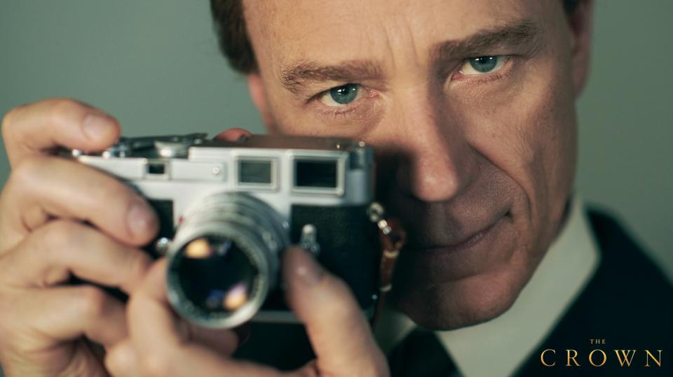 A photo of Ben Daniels as Lord Snowden, Princess Margaret's husband, on set of The Crown season three.