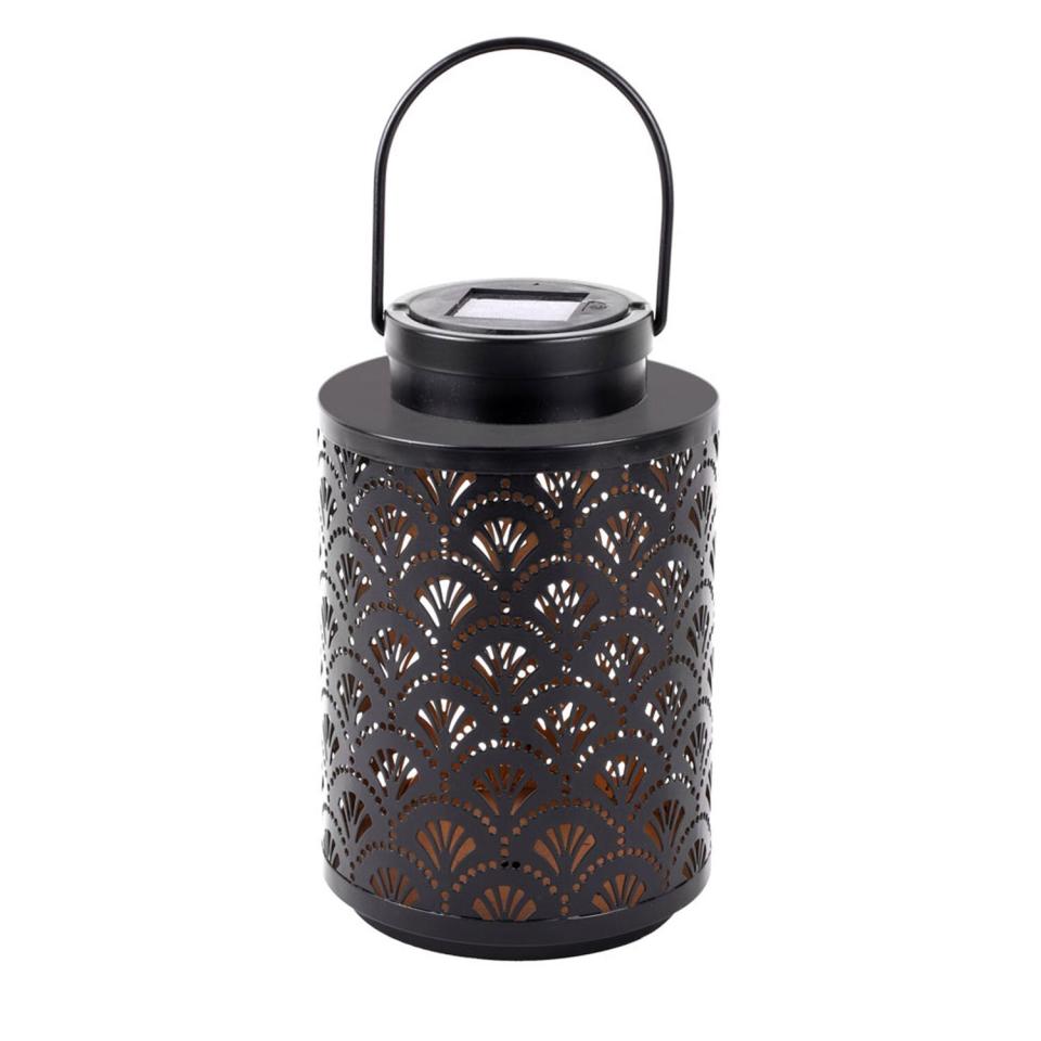 Better Homes and Gardens Black Metal Punched Solar Powered LED Lantern