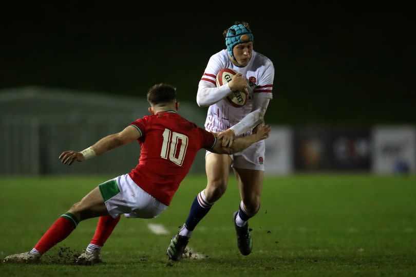 Josh Hathaway playing for England against Wales