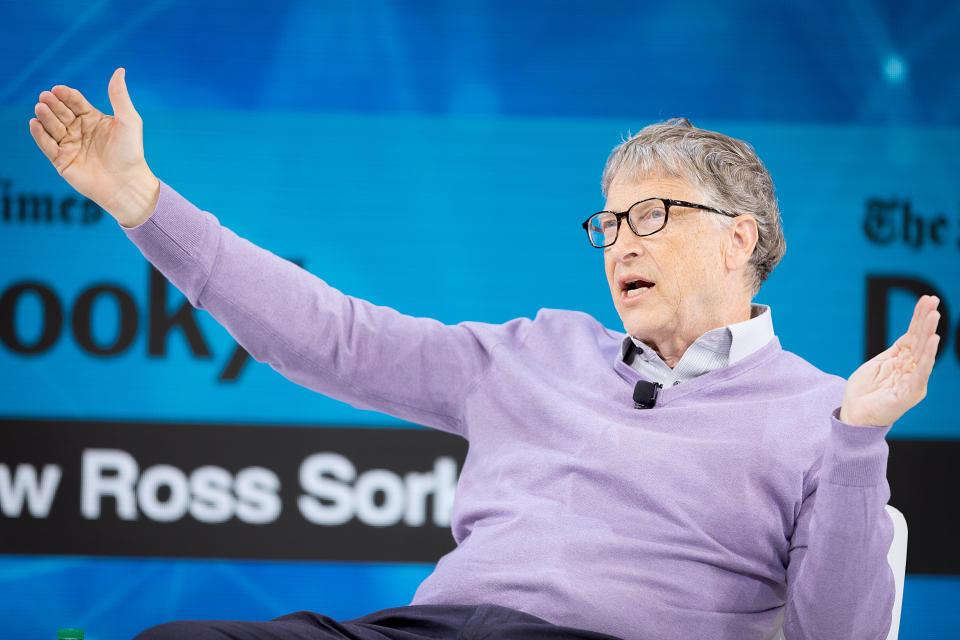 NEW YORK, NEW YORK - NOVEMBER 06: Bill Gates, Co-Chair, Bill & Melinda Gates Foundation speaks onstage at 2019 New York Times Dealbook on November 06, 2019 in New York City. (Photo by Michael Cohen/Getty Images for The New York Times)