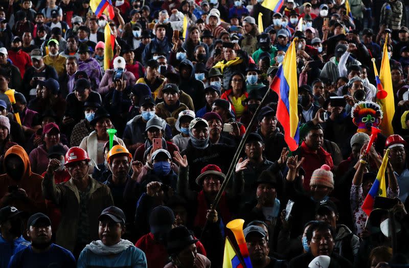 Ecuador's Government Minister Francisco Jimenez meets with indigenous organizations in Quito