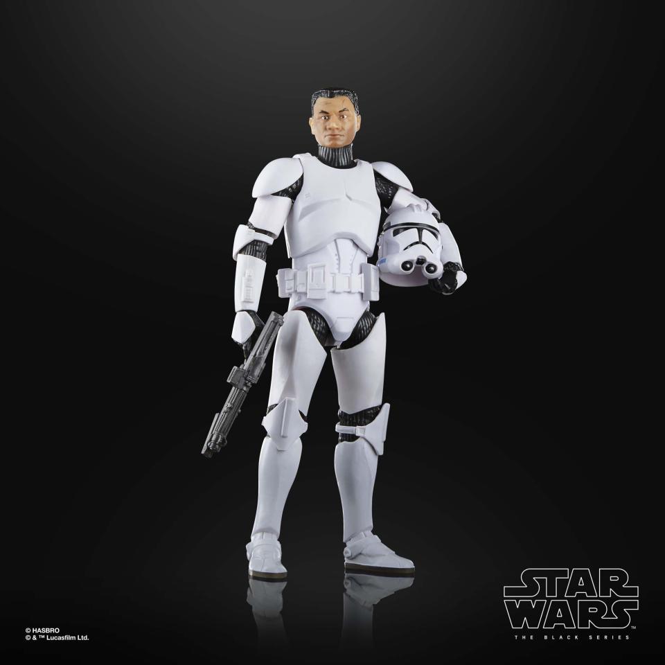 Phase II Clone Trooper action figure posed against a black background