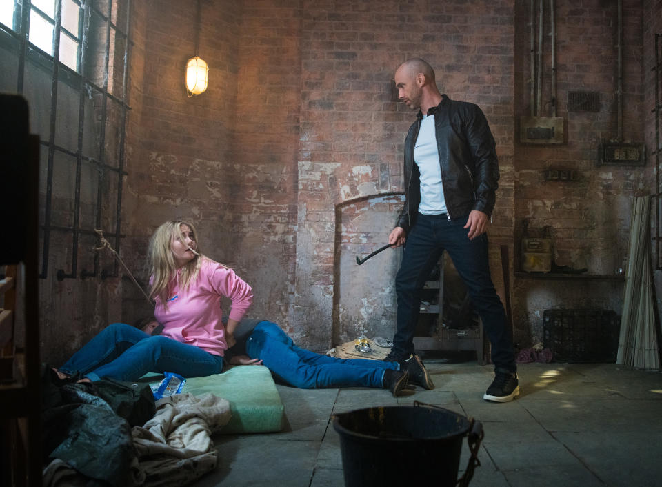 FROM ITV

STRICT EMBARGO - No Use Before Tuesday 12th July 2022

Coronation Street - Ep 1069596

Wednesday 20th July 2022

Gary Windass [MIKEY NORTH] forces his way into the cellar revealing to Kelly Neelan [MILLIE GIBSON] he had put the tracking device in the money bag, they are about to escape when Keiron [PAT LALLY] arrives weidling a crowbar. A fight ensues but Kelly is shocked by how far Gary is willing to go.

Picture contact - David.crook@itv.com

Photographer - Danielle Baguley

This photograph is (C) ITV Plc and can only be reproduced for editorial purposes directly in connection with the programme or event mentioned above, or ITV plc. Once made available by ITV plc Picture Desk, this photograph can be reproduced once only up until the transmission [TX] date and no reproduction fee will be charged. Any subsequent usage may incur a fee. This photograph must not be manipulated [excluding basic cropping] in a manner which alters the visual appearance of the person photographed deemed detrimental or inappropriate by ITV plc Picture Desk. This photograph must not be syndicated to any other company, publication or website, or permanently archived, without the express written permission of ITV Picture Desk. Full Terms and conditions are available on  www.itv.com/presscentre/itvpictures/terms
