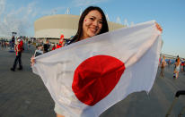 <p>Japan fan outside the stadium before the match REUTERS/Jorge Silva </p>