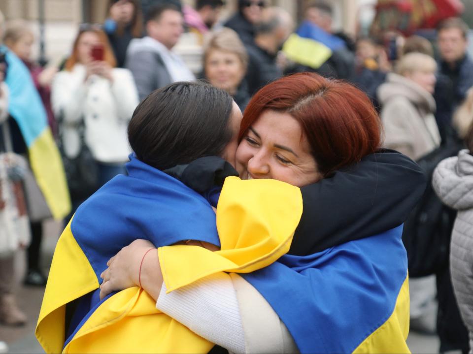 People in Odessa have also been celebrating the retreat (AFP via Getty Images)