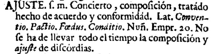 Ajuste en el diccionario de 1726 del Nuevo tesoro lexicográfico de la lengua española (NTLLE)