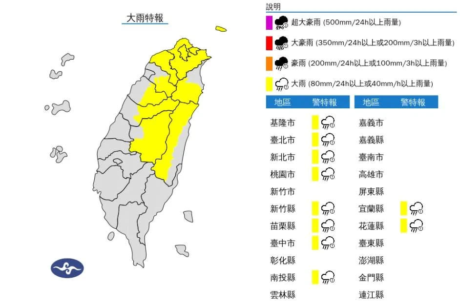 <strong>中央氣象署於今（28）日下午2時10分，針對全台「10縣市」發布大雨特報。（資料圖／中天新聞）</strong>