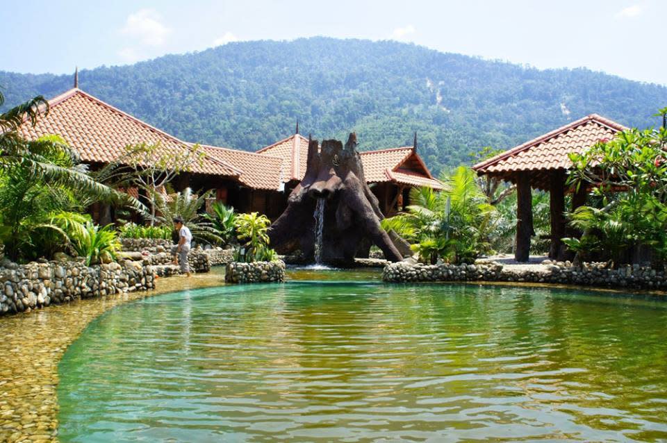 A photo of the pool at Sahom Valley Resort, which claims to be an 'eco park'.