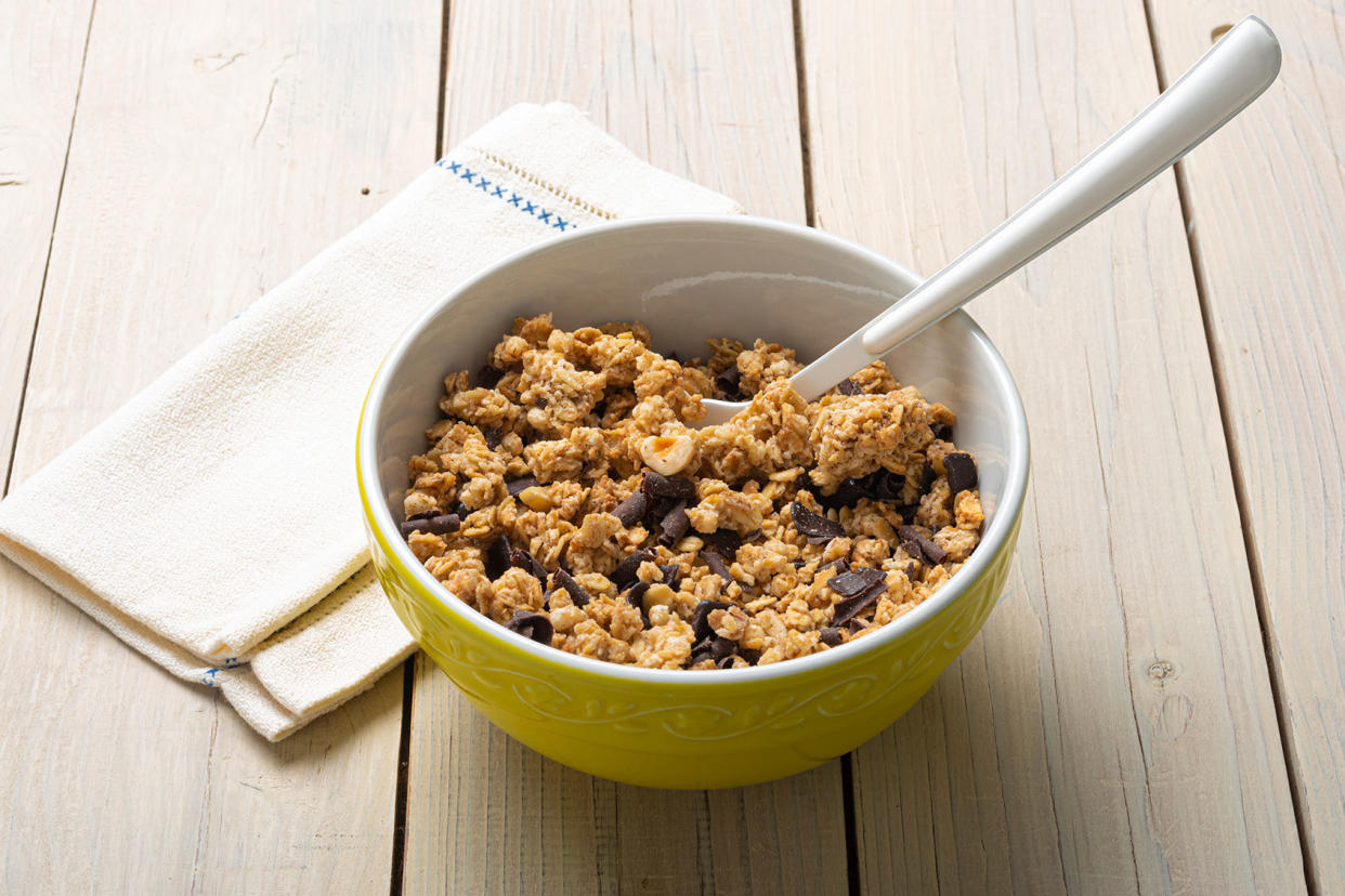 Bowl with muesli chocolate and Hazelnut Getty Images/Francesco Carta fotografo