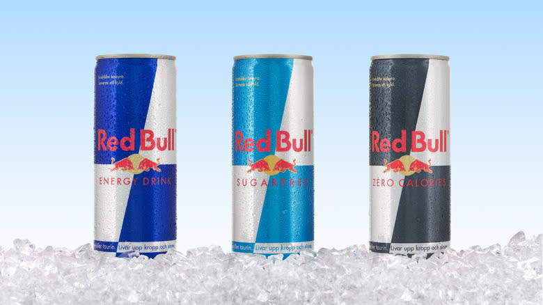 Red Bull cans on ice